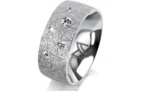 Ring Platin 950 8.0 mm kristallmatt 5 Brillanten G vs...