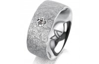 Ring Platin 950 8.0 mm kristallmatt 1 Brillant G vs 0,090ct