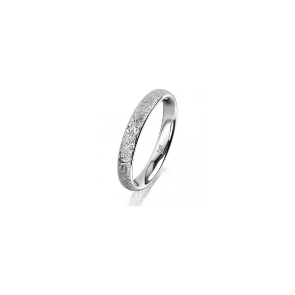 Ring Platin 950 3.0 mm kristallmatt 1 Brillant G vs 0,025ct
