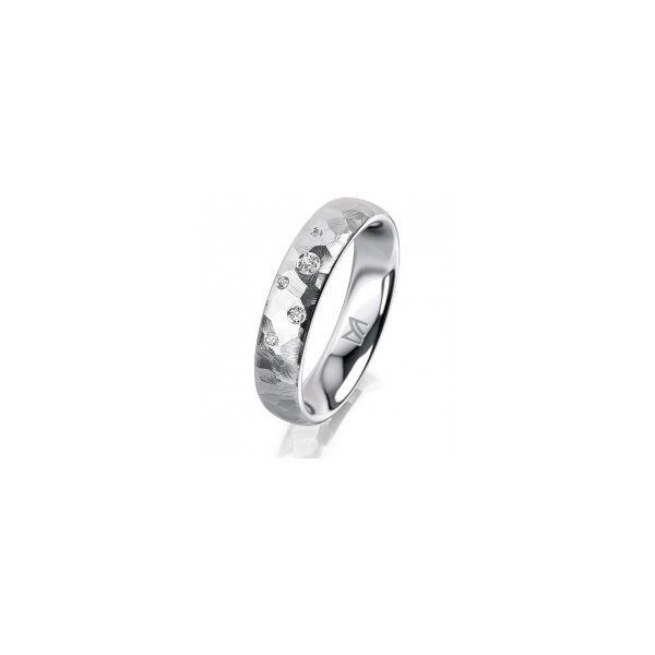 Ring Platin 950 4.5 mm diamantmatt 5 Brillanten G vs Gesamt 0,045ct