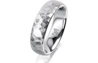 Ring Platin 950 5.5 mm diamantmatt 3 Brillanten G vs...