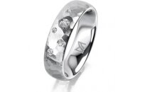 Ring Platin 950 5.5 mm diamantmatt 5 Brillanten G vs...