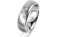 Ring Platin 950 6.0 mm l&auml;ngsmatt 5 Brillanten G vs...