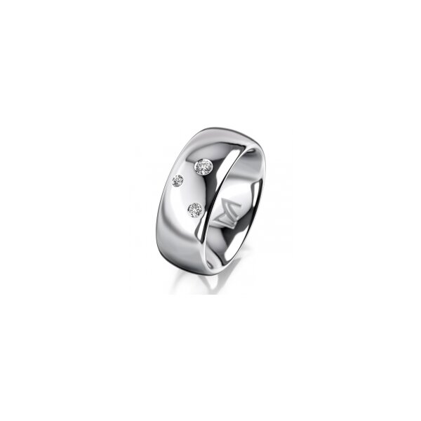 Ring Platin 950 8.0 mm poliert 3 Brillanten G vs Gesamt 0,080ct