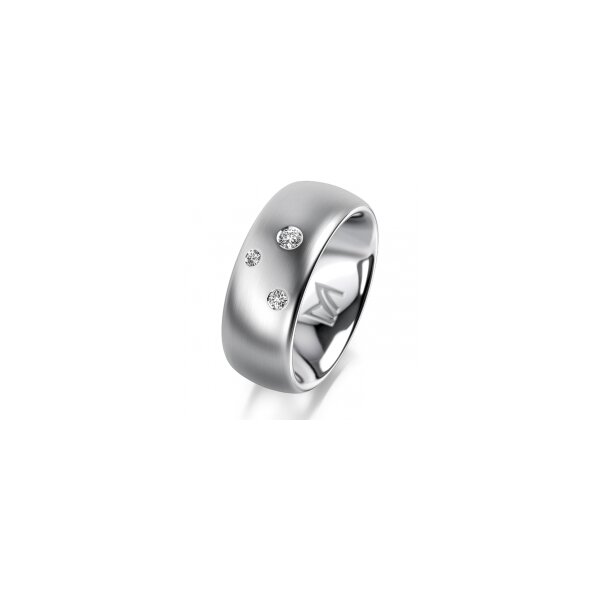 Ring Platin 950 8.0 mm l&auml;ngsmatt 3 Brillanten G vs Gesamt 0,080ct
