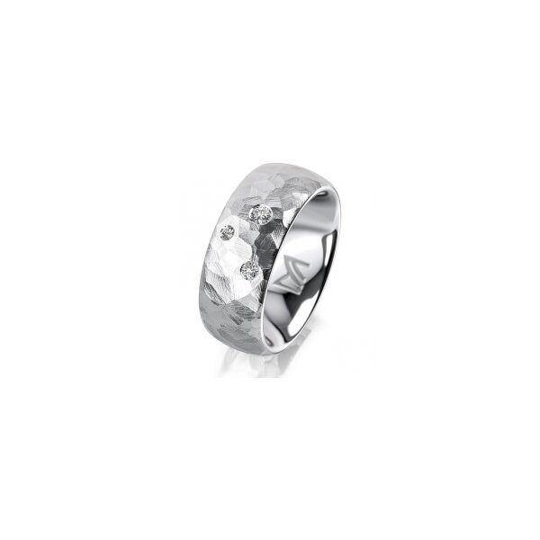 Ring Platin 950 8.0 mm diamantmatt 3 Brillanten G vs Gesamt 0,080ct