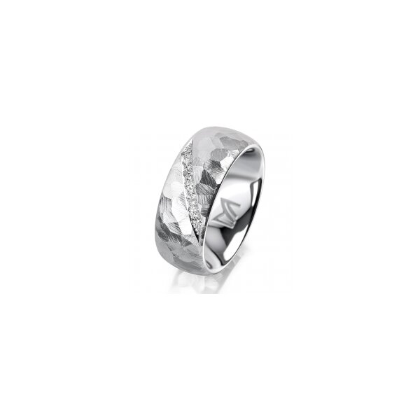 Ring Platin 950 8.0 mm diamantmatt 7 Brillanten G vs Gesamt 0,095ct
