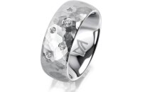 Ring Platin 950 8.0 mm diamantmatt 5 Brillanten G vs...