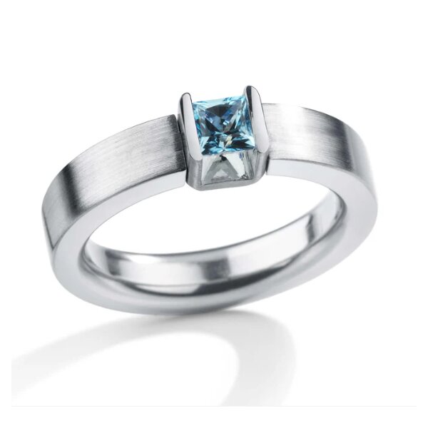 Ring Edelstahl mit Topas blau