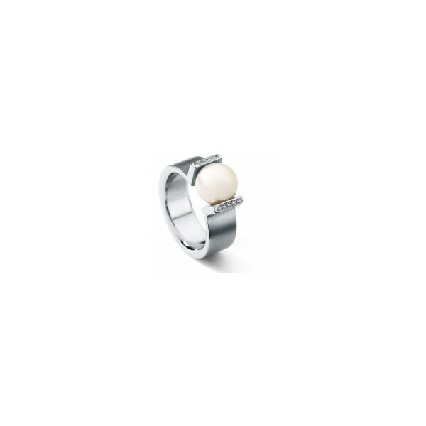 Ring Edelstahl S&uuml;sswasserperle & Brillanten