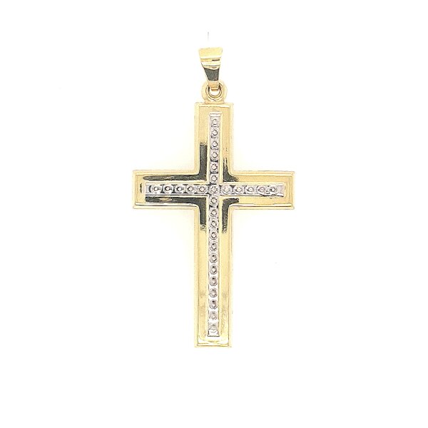 Anh&auml;nger 14 Karat Gelb/Weissgold Kreuz