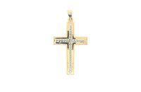 Anh&auml;nger 14 Karat Gelb/Weissgold Kreuz