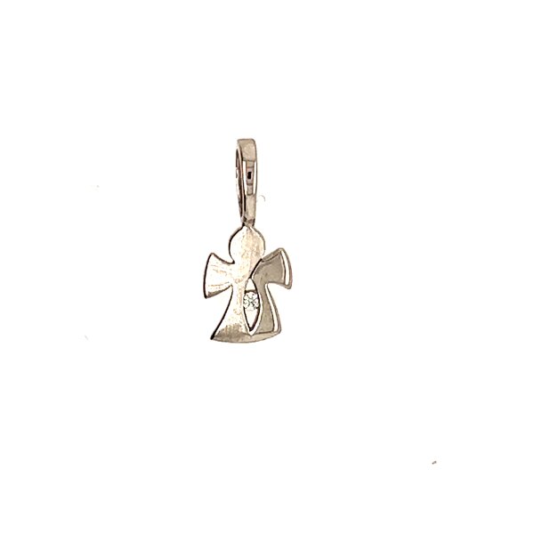 Anh&auml;nger 14 Karat Weissgold Schutzengel mit Zirkonia