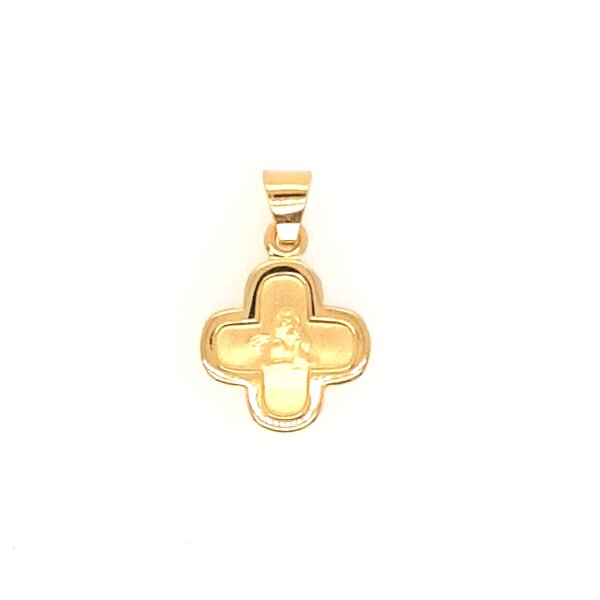 Anh&auml;nger 14 Karat Gelbgold Kreuz mit Schutzengel