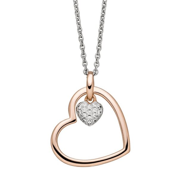 Halsschmuck 925 Silber rotvergoldet Zirkonia
