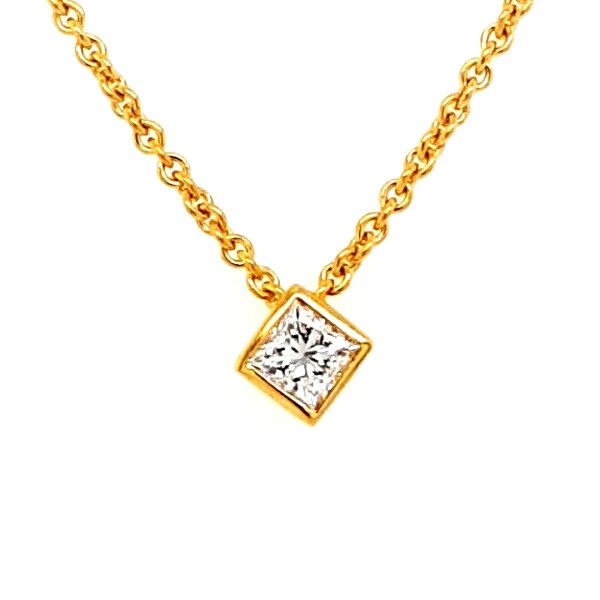 Halsschmuck 18 Karat Gelbgold Brillant 0,30ct Princess Diamant