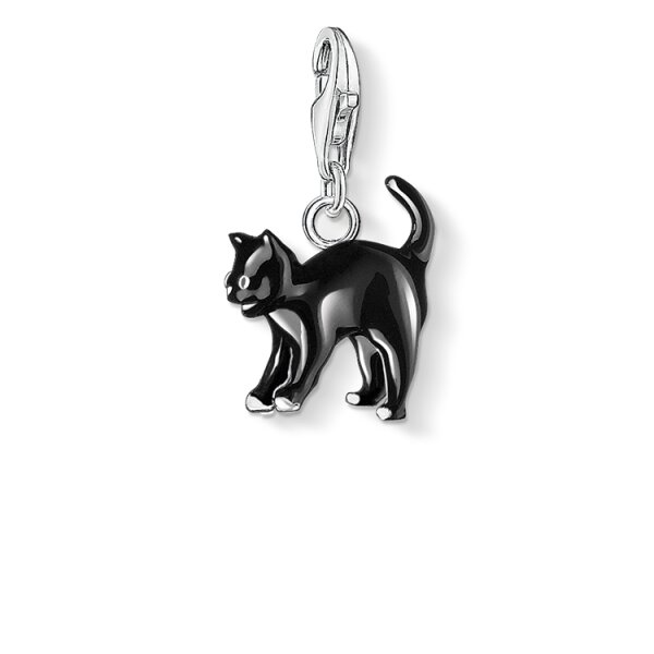 Anh&auml;nger 925 Silber Schwarze Katze