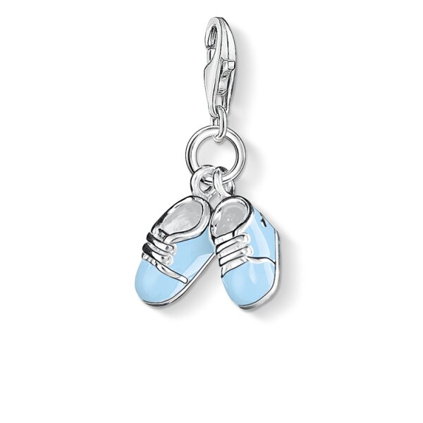 Anh&auml;nger 925 Silber Blaue Babyschuhe Kaltemaille