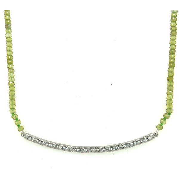 Halsschmuck 14 Karat Weissgold 0,39ct Brillanten gr&uuml;ner Zirkon