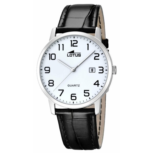 Lotus Armbanduhr schwarze Lederband Quarz