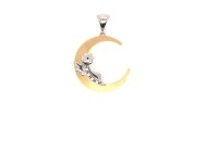 Anh&auml;nger 14 Karat Gelb/Weissgold Schutzengerl im Mond