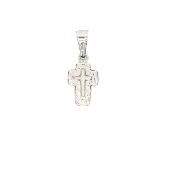 Anh&auml;nger 14 Karat Weissgold Kreuz