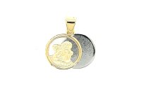 Anh&auml;nger 14 Karat Gelb/Weissgold Schutzengel mit Gravurplatte