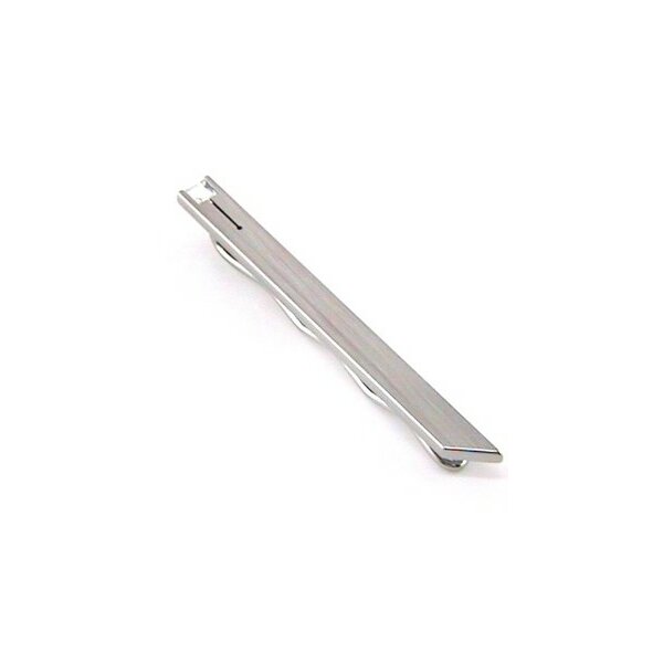 Krawattenspange  Edelstahl Topas weiss