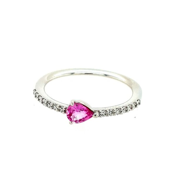 Ring 18 Karat Weissgold Brillant rosa Saphir