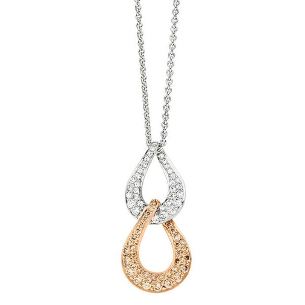 Anh&auml;nger 14 Karat Rot/Weissgold braune & wei&szlig;e Brillanten