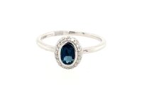 Ring 14 Karat Weissgold Brillanten & London Blue Topas