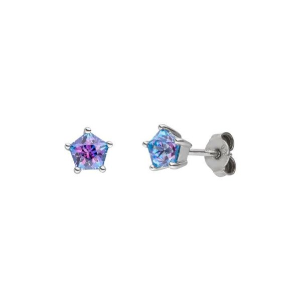 Ohrschmuck 925 Silber rhodiniert aqua Zirkonia