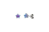 Ohrschmuck 925 Silber rhodiniert aqua Zirkonia