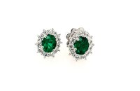 Ohrschmuck 18 Karat Weissgold Smaragd Brillant