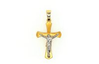 Anh&auml;nger 14 Karat Gelb/Weissgold Kreuz