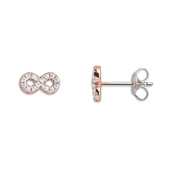 Ohrschmuck 925 Silber Zirkonia rhodiniert-rose vergoldet  Unendlichkeit