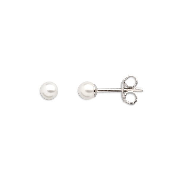 Ohrschmuck 925 Silber rhodiniert Perle 4mm