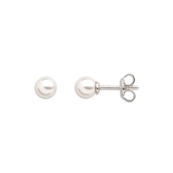 Ohrschmuck 925 Silber rhodiniert Perle 5mm