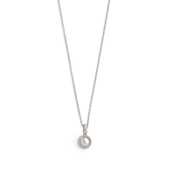Halsschmuck 925 Silber rhodiniert Perle 8mm+Zirkonia