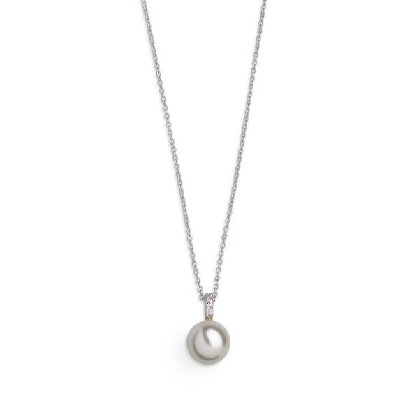 Halsschmuck 925 Silber rhodiniert Perle 10mm+Zirkonia