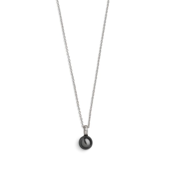 Halsschmuck 925 Silber rhodiniert Perle 8mm+Zirkonia