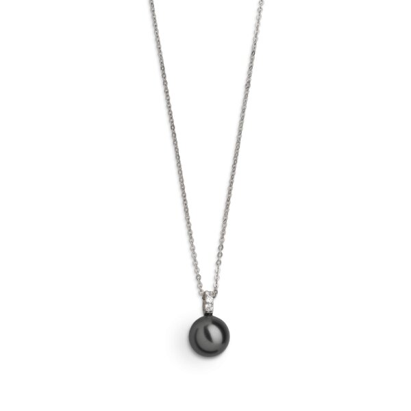 Halsschmuck 925 Silber rhodiniert Perle 10mm+Zirkonia