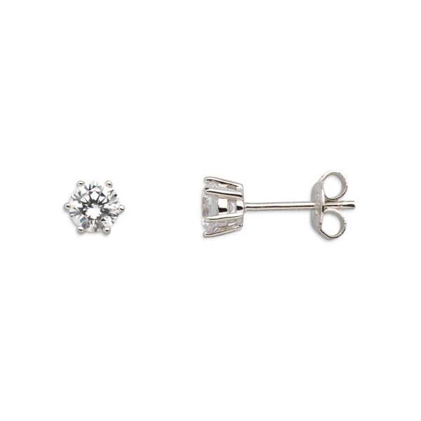 Ohrschmuck 925 Silber rhodiniert Zirkonia 6 Krappen-Fassung