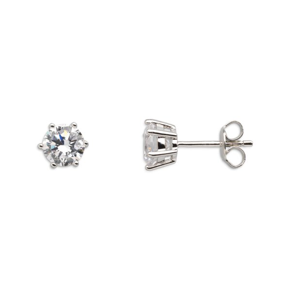 Ohrschmuck 925 Silber rhodiniert Zirkonia 6 Krappen-Fassung