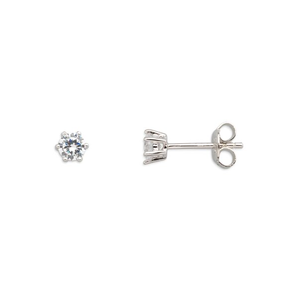 Ohrschmuck 925 Silber rhodiniert Zirkonia 6 Krappen-Fassung