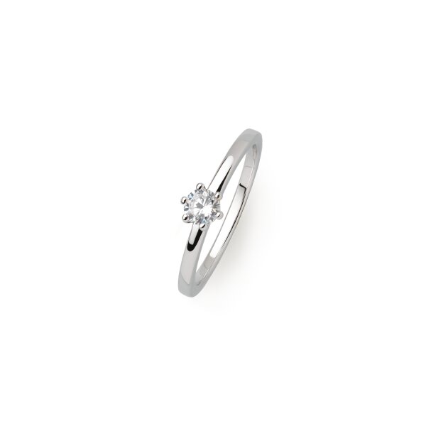 Ring 925 Silber rhodiniert Zirkonia 6 Krappen-Fassung