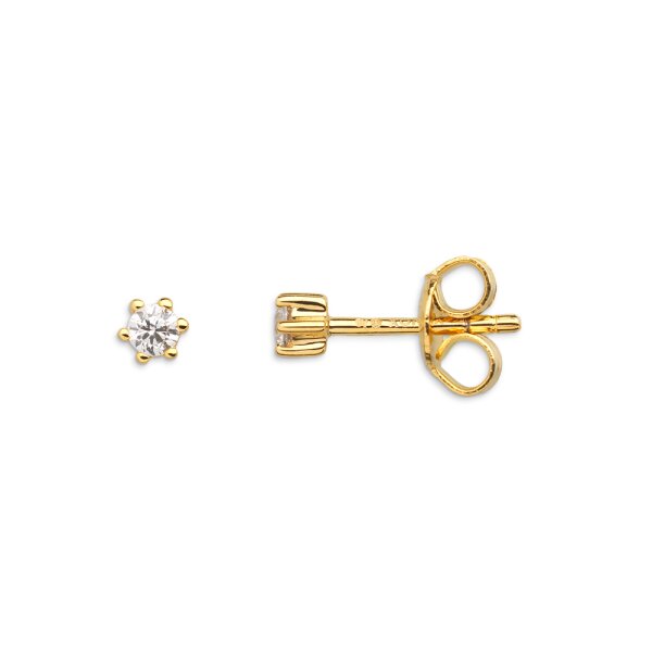 Ohrschmuck 925 Silber gelb vergoldet Zirkonia 6 Krappen-Fassung