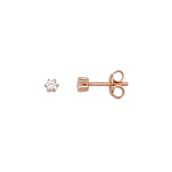 Ohrschmuck 925 Silber rose vergoldet Zirkonia 6 Krappen-Fassung
