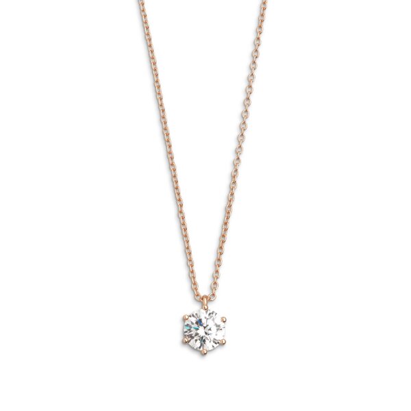 Halsschmuck 925 Silber rose vergoldet Zirkonia 6 Krappen-Fassung