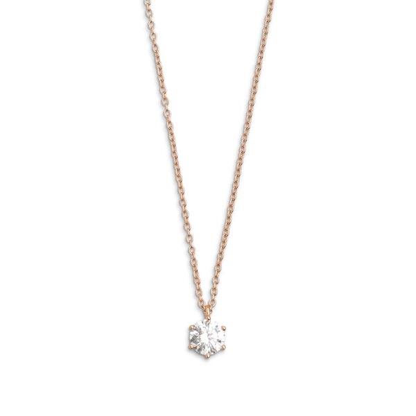 Halsschmuck 925 Silber rose vergoldet Zirkonia 6 Krappen-Fassung